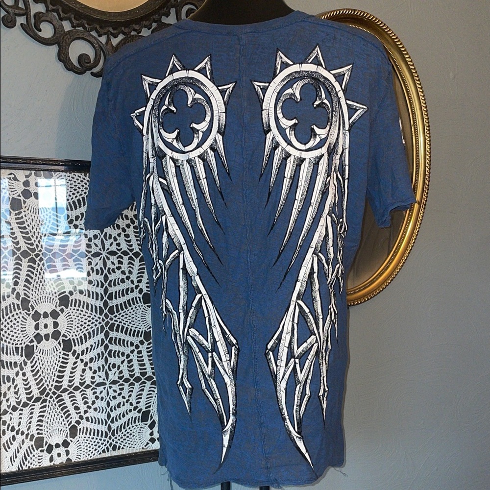 Vintage Affliction Blue Wing Graphic Tee